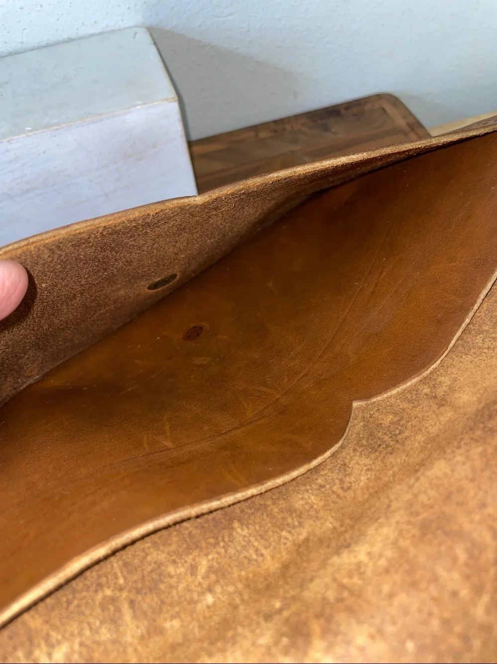 Brown Distressed Leather Clutch Bag Envelope Western Boho Minimalist Purse Case